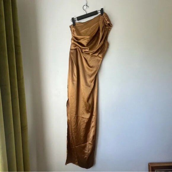 Petal & Pup Gold One Shoulder Dress - Picture 9 of 15